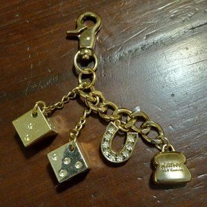 Kathy Van Zeeland Goldtone MultiCharm DropDangly BagCharm 2Dice 1Horseshoe 1Bag